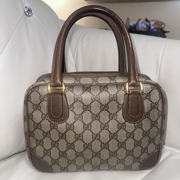 Authentic Gucci Vintage GG Supreme Double Handle Satchel Bag - Picture 3 of 16